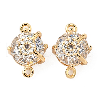 Brass Pave Clear Cubic Zirconia Connector Charms KK-S531-15G-1