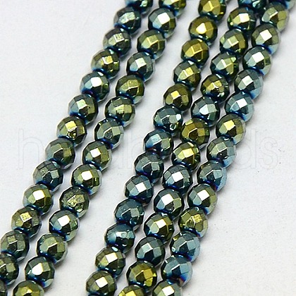 Electroplate Non-magnetic Synthetic Hematite Beads Strands G-J169B-3mm-06-1