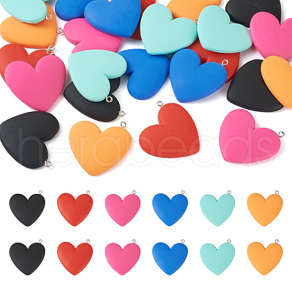 24Pcs 6 Colors Opaque Resin Pendants CRES-TA0001-20-1