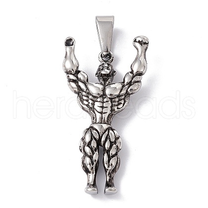 Tibetan Style 304 Stainless Steel Pendants STAS-H170-12AS-1