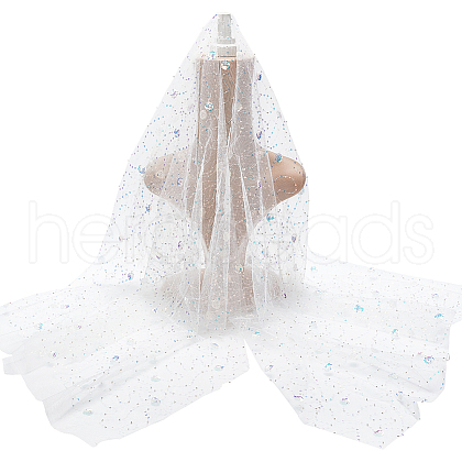 Sequined Tulle Lace Mesh Polyester Fabric DIY-WH0033-83-1