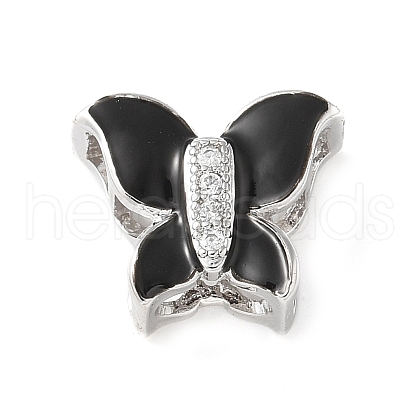 Brass Micro Pave Clear Cubic Zirconia Silde Charms KK-C086-02P-03-1