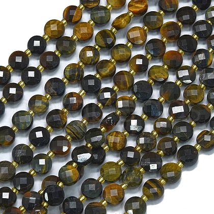 Dyed Natural Yellow & Blue Tiger Eye Beads Strands G-K389-B28-01-1