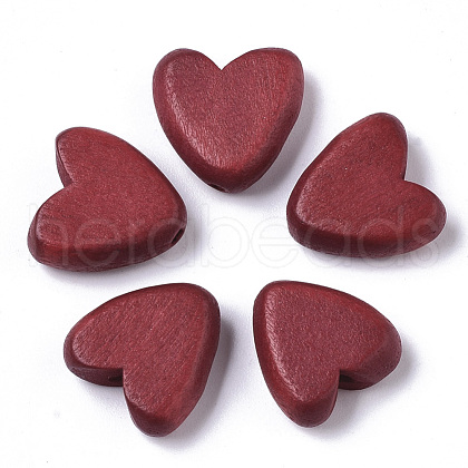 Painted Natural Wood Beads WOOD-R265-08F-1