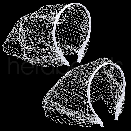 Olycraft 2Pcs 2 Colors Mesh Veil Cloth Hair Bands FIND-OC0003-95C-1