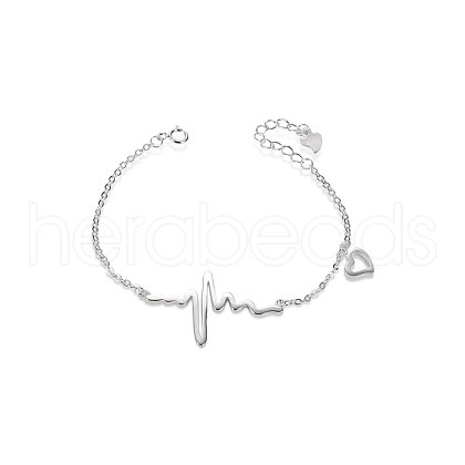 SHEGRACE 925 Sterling Silver Heartbeat Charm Bracelet(Chain Extenders Random Style) JB37A-1