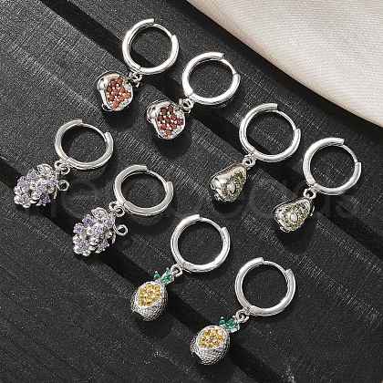 Brass Cubic Zirconia Hoop Earrings EJEW-Q015-01P-1