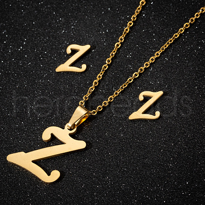 201 Stainless Steel Pendant Necklaces & Stud Earrings Sets WG00841-44-1