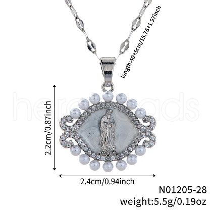 Simple Style Brass Clear Cubic Zirconia Evil Eye Virgin Mary Pendant Necklaces for Daily Wear SJ0558-1-1