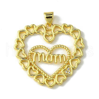 Mother's Day Brass Micro Pave Cubic Zirconia Pendants KK-H472-04G-01-1