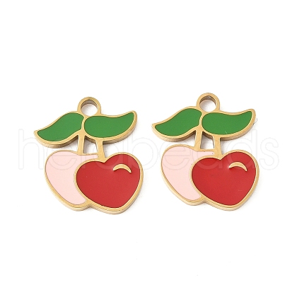 304 Stainless Steel Enamel Charms STAS-R168-02B-G-1
