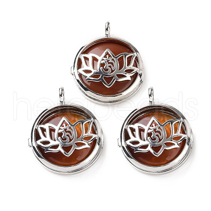 Natural Carnelian Locket Pendants G-G982-01P-18-1