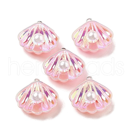 Resin Imitation Pearl Iridescent Pendants RESI-I062-01B-1