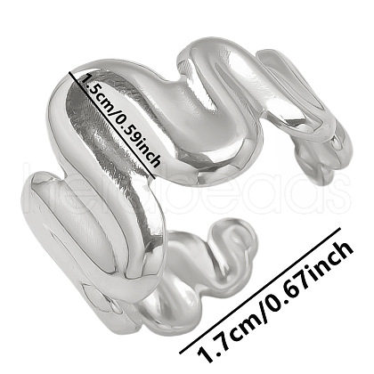 Irregular Wave Stainless Steel Cuff Ring for Women EK1772-1-1