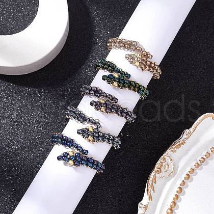 Glass Seed Bead Finger Rings RJEW-JR00875-02-1