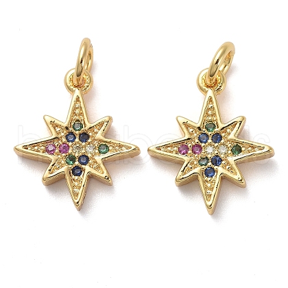Brass Micro Pave Colorful Cubic Zirconia Charms KK-I658-21G-1
