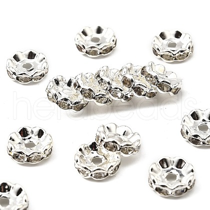 Brass Rhinestone Spacer Beads RB-A014-L10mm-01S-1