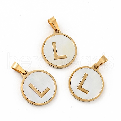 PVD Vacuum Plating 304 Stainless Steel with White Shell Pendants STAS-G268-01L-G-1