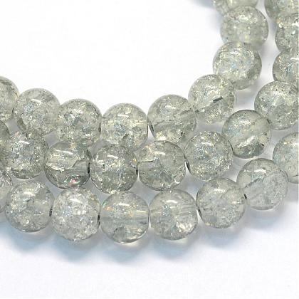 Baking Painted Transparent Crackle Glass Round Bead Strands DGLA-Q018-10mm-41-1