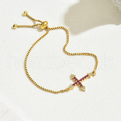 Fashionable European and American Style Brass Cubic Zirconia Cross Slider Bracelets FS4341-1-1