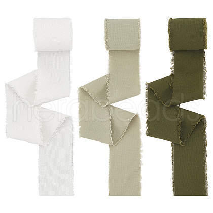 3 Rolls 3 Colors Cotton Frayed Ribbons OCOR-WH0045-08B-1