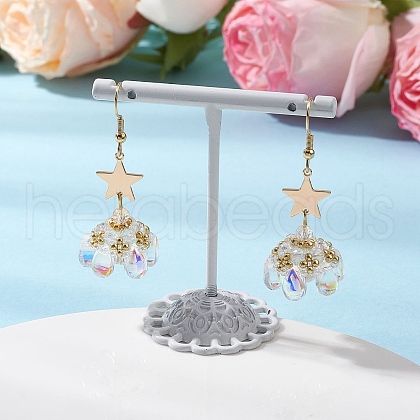 Star Glass Seed Beads Dangle Earrings EJEW-MZ00428-03-1