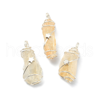 Natural Citrine Pendants PALLOY-JF02086-02-1