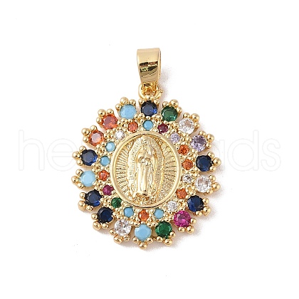 Brass Cubic Zirconia Pendants KK-Z050-26G-02-1