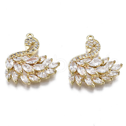 Brass Micro Pave Clear Cubic Zirconia Pendants ZIRC-S069-031G-1