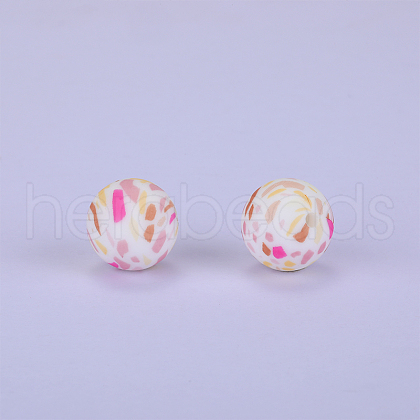 Printed Round Silicone Focal Beads SI-JX0056A-92-1