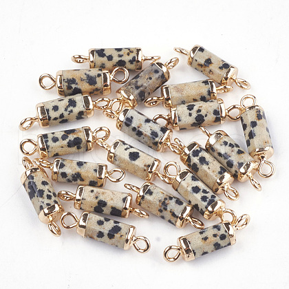 Electroplate Natural Dalmatian Jasper Links connectors X-G-S344-01D-1