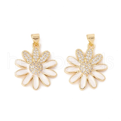 Brass Micro Pave Clear Cubic Zirconia Pendants KK-E005-39G-1