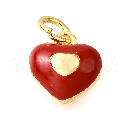 Brass FireBrick Enamel Charms KK-D356-14G-1