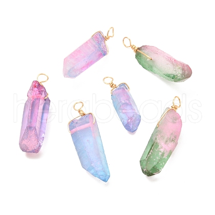 Natural Quartz Crystal Point Pendants PALLOY-JF01050-1