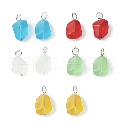 Transparent Frosted Glass Pendants PALLOY-JF02185-1