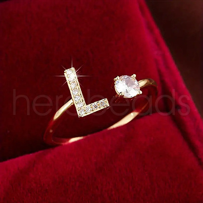 Brass Micro Pave Cubic Zirconia Cuff Rings WG75066-12-1