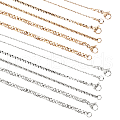 Unicraftale 304 Stainless Steel Box Chain & Snake Chain & Curb Chain Necklaces Sets NJEW-UN0001-14-1