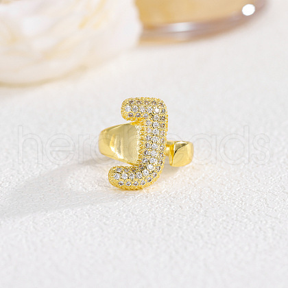 Brass Micro Pave Clear Cubic Zirconia Cuff Rings FS-WGF2B82-07-1