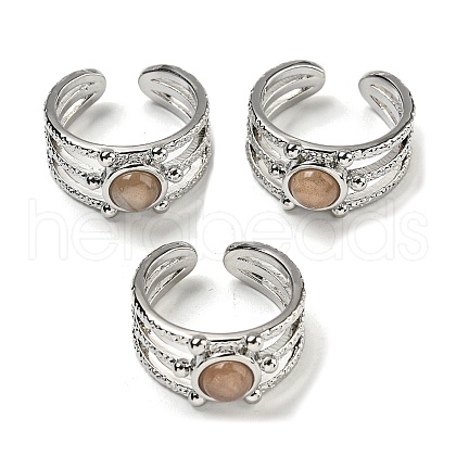 Natural Sunstone Adjustable Rings RJEW-K269-10P-02-1