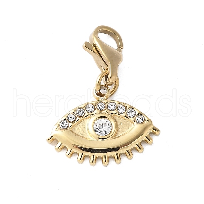 304 Stainless Steel Rhinestone Eye Pendant Decoration STAS-S165-33G-1