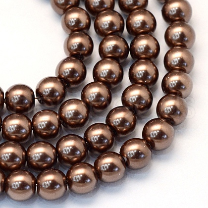 Baking Painted Pearlized Glass Pearl Round Bead Strands X-HY-Q330-8mm-52-1