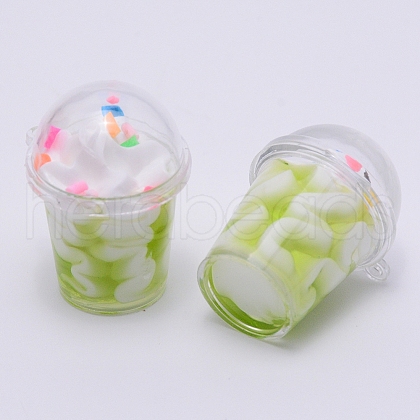 Resin Bubble Tea Pendants RESI-WH0011-06E-1