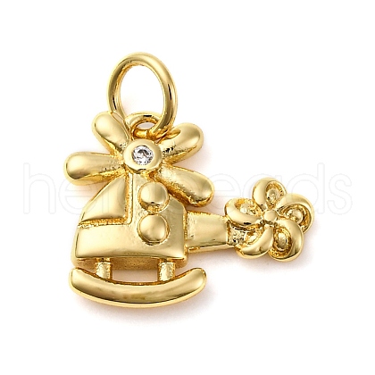 Brass Micro Pave Cubic Zirconia Pendants KK-P308-64G-1