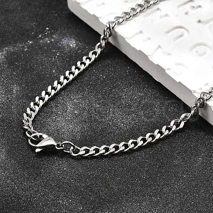 Tarnish Resistant Men's 304 Stainless Steel Curb Chain Necklaces STAS-O037-57P-1
