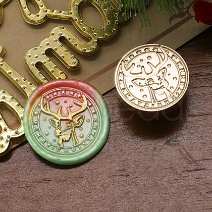 Christmas Series Wax Seal Brass Stamp Head AJEW-M037-01G-24-1
