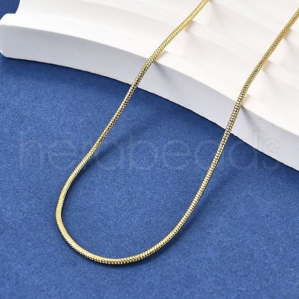 1MM Brass Round Snake Chain Necklaces NJEW-M108-35G-1