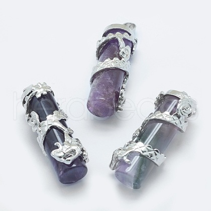 Natural Amethyst Pendants G-O163-E11-1