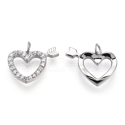 Rhodium Plated 925 Sterling Silver Micro Pave Cubic Zirconia Charms STER-T004-62P-1
