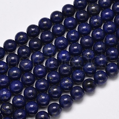 Dyed Natural Lapis Lazuli Round Beads Strands G-M169-12mm-05-1