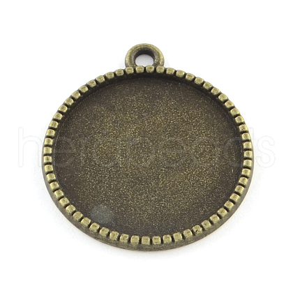 Tibetan Style Alloy Flat Round Pendant Cabochon Settings TIBEP-Q045-068C-AB-NR-1